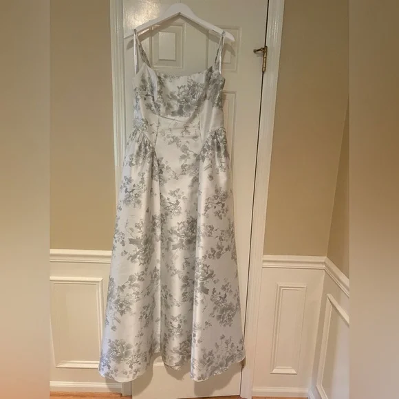 Dessy Collection Pale Green Floral Ball Gown - Picture 2 of 3